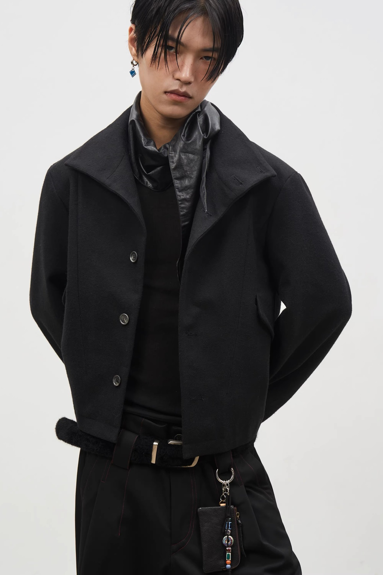 SOUTHFISH Vintage Stand Collar Cropped Jacket