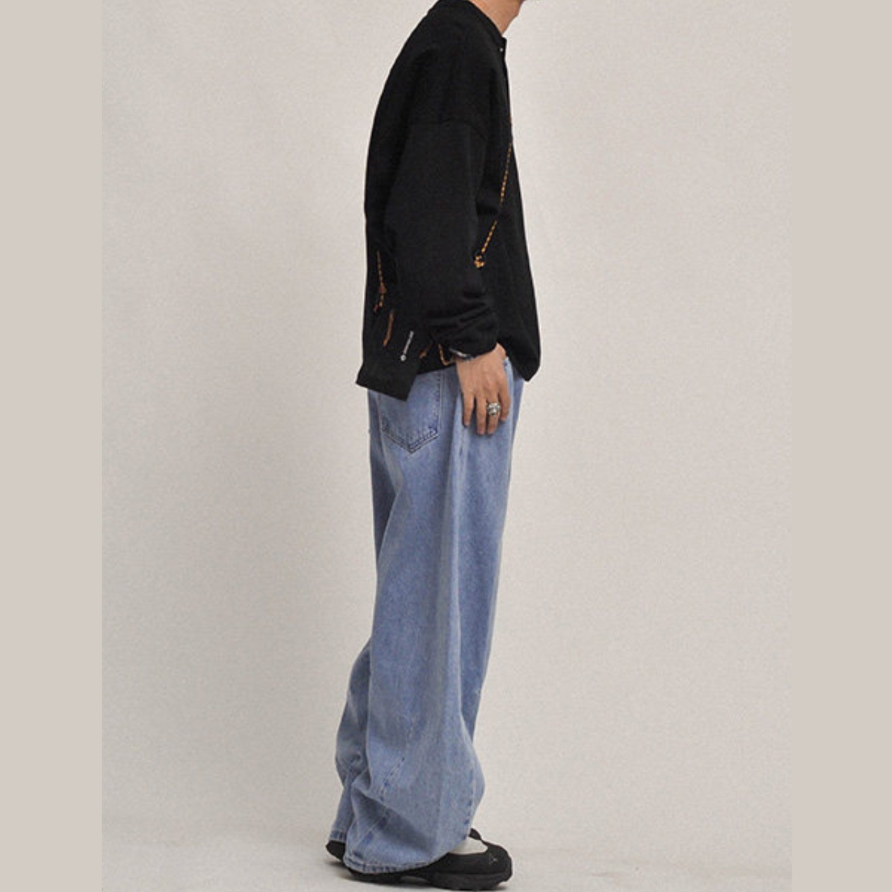 フェードブルー バギーデニムパンツ N3601 - 7