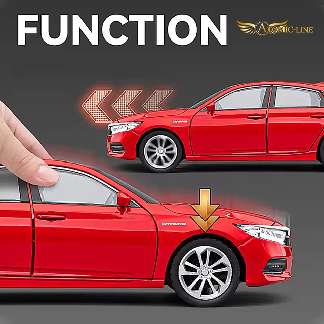 HONDA アコード CV3 1/24 ミニカー 全3色 ライト点灯 エンジンサウンド 合金モデル 模型