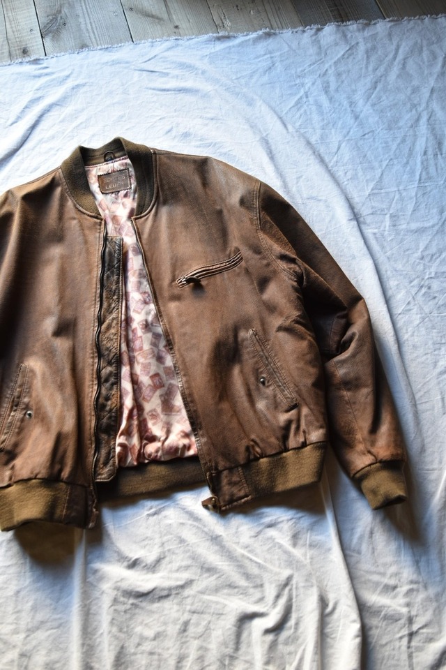 Brown leather blouson