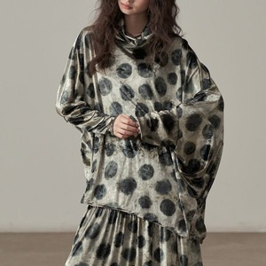 Cowl Neck Vintage Dot Pullover 502518