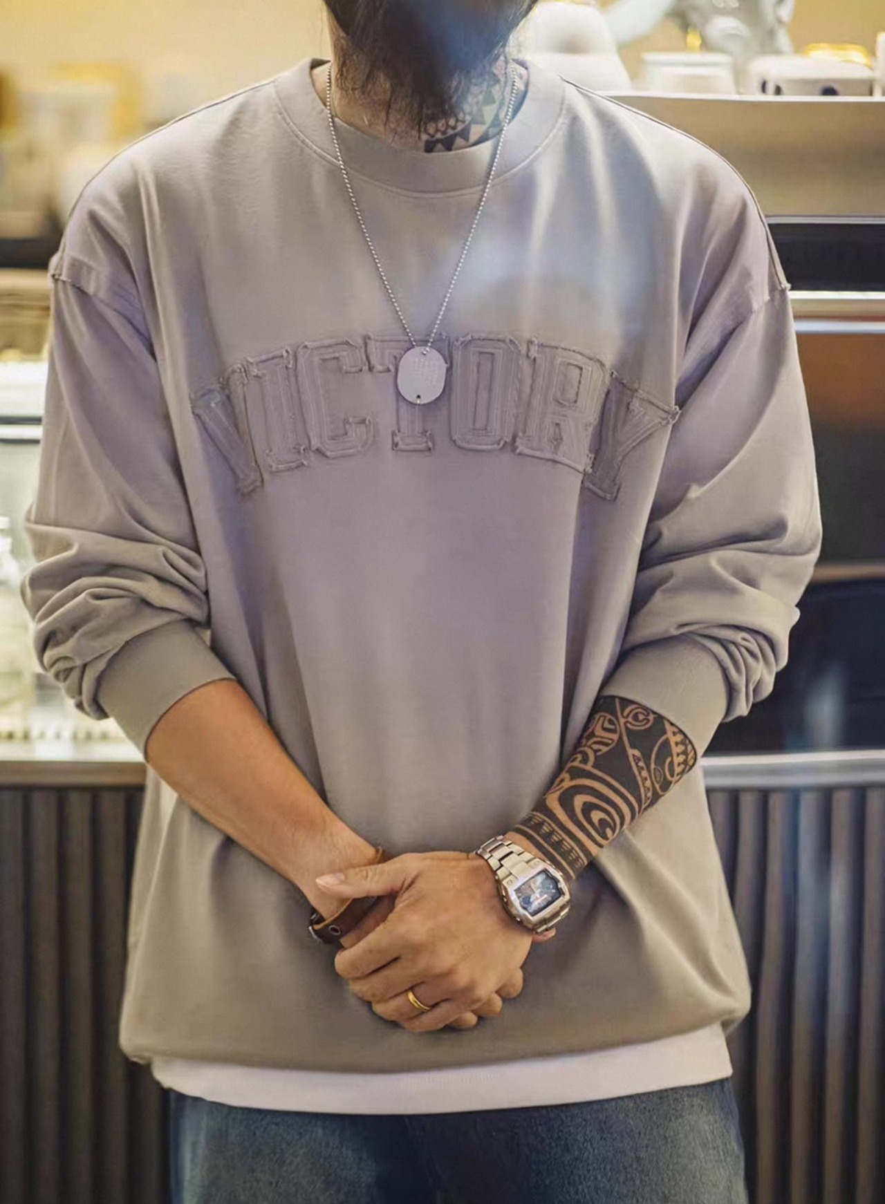 Vintage letter embroidery tops 1342 - 8