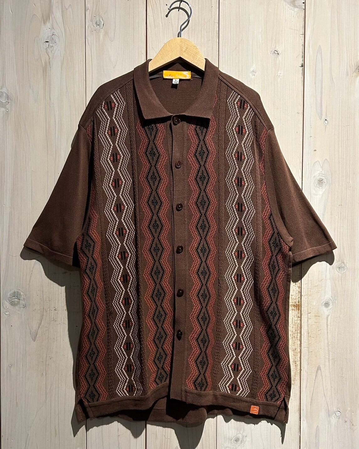 a.k.a.C.a.k.a vintage】Zigzag Design Vintage Loose S/S Knit Shirt 