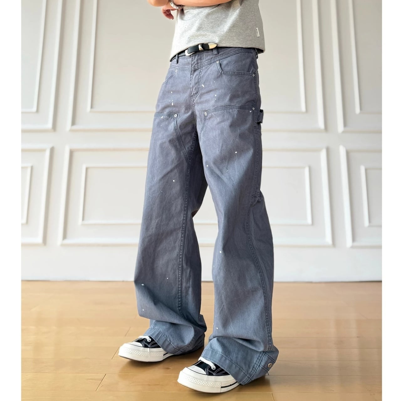 ペイントディテールワイドラインペインターパンツ 1col   A00163