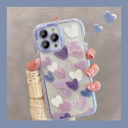 一目惚れ◎蛍光フレーム 大人気 iPhone15 対応 ハート 夜光 クリアケース 落下防止 カメラレンズ保護 耐衝撃 エアクッション 2color ND-14787 【再販】