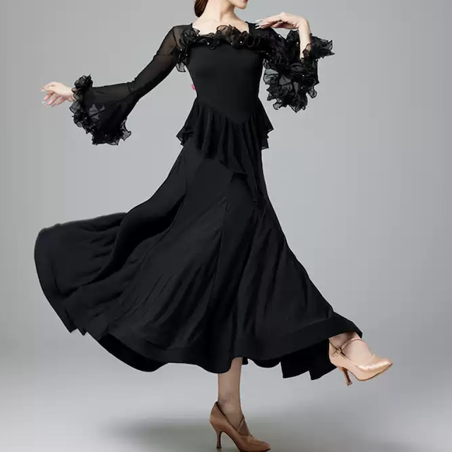 シースルー フリル ティアード マキシ スタンダードドレス ds1035