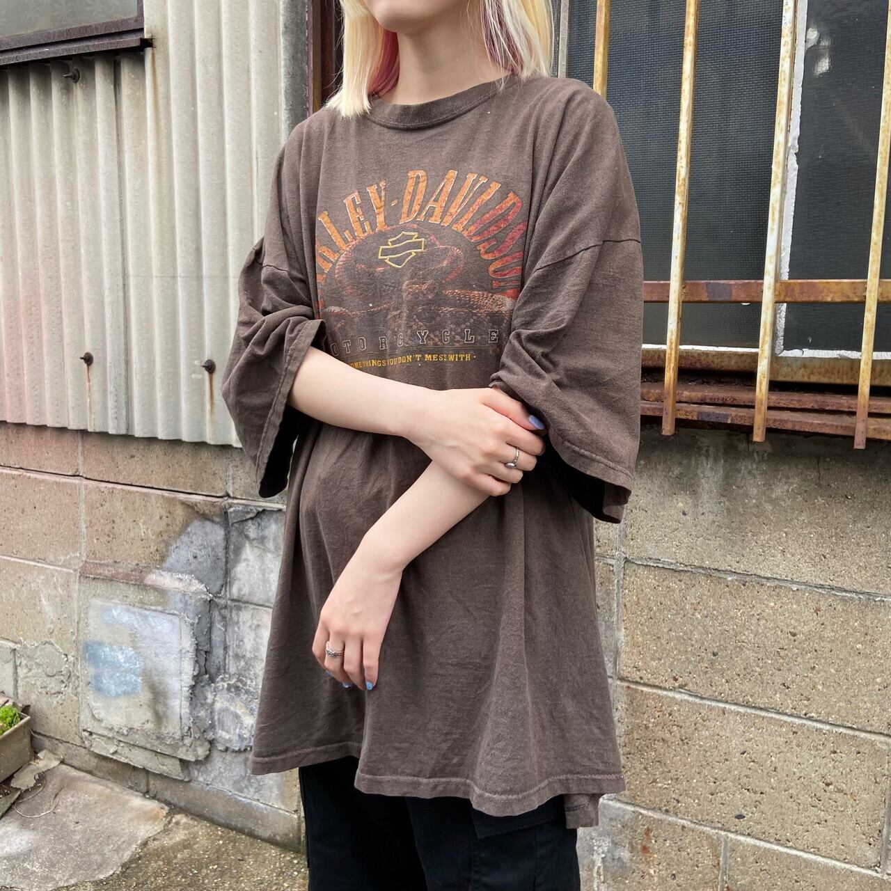 ハーレーダビッドソン tシャツ ベージュ 両面プリント 3XL 古着 USA製