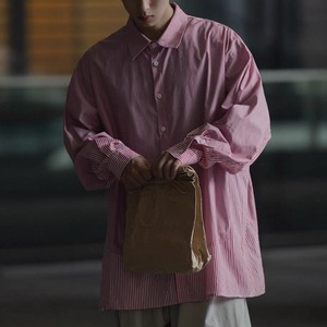 Two-tone striped oversized shirt 0470