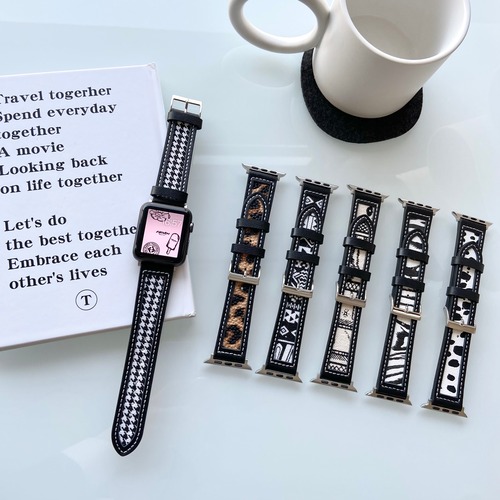 《アップルウォッチ バンド》 高級 本革 ズック 腕時計ベルト Apple Watch ファッションバンド フィット 可愛い