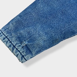 【Dickies】70s 80s USA製 白タグ カバーオール デニムジャケット ワークジャケット 38 LARGE リペア有 切替 コーデュロイ 裏地ブランケット ディッキーズ us古着