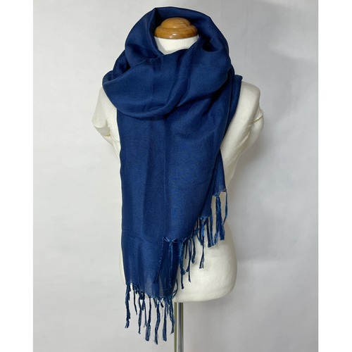 藍染シャイン紬シルクストール/濃藍