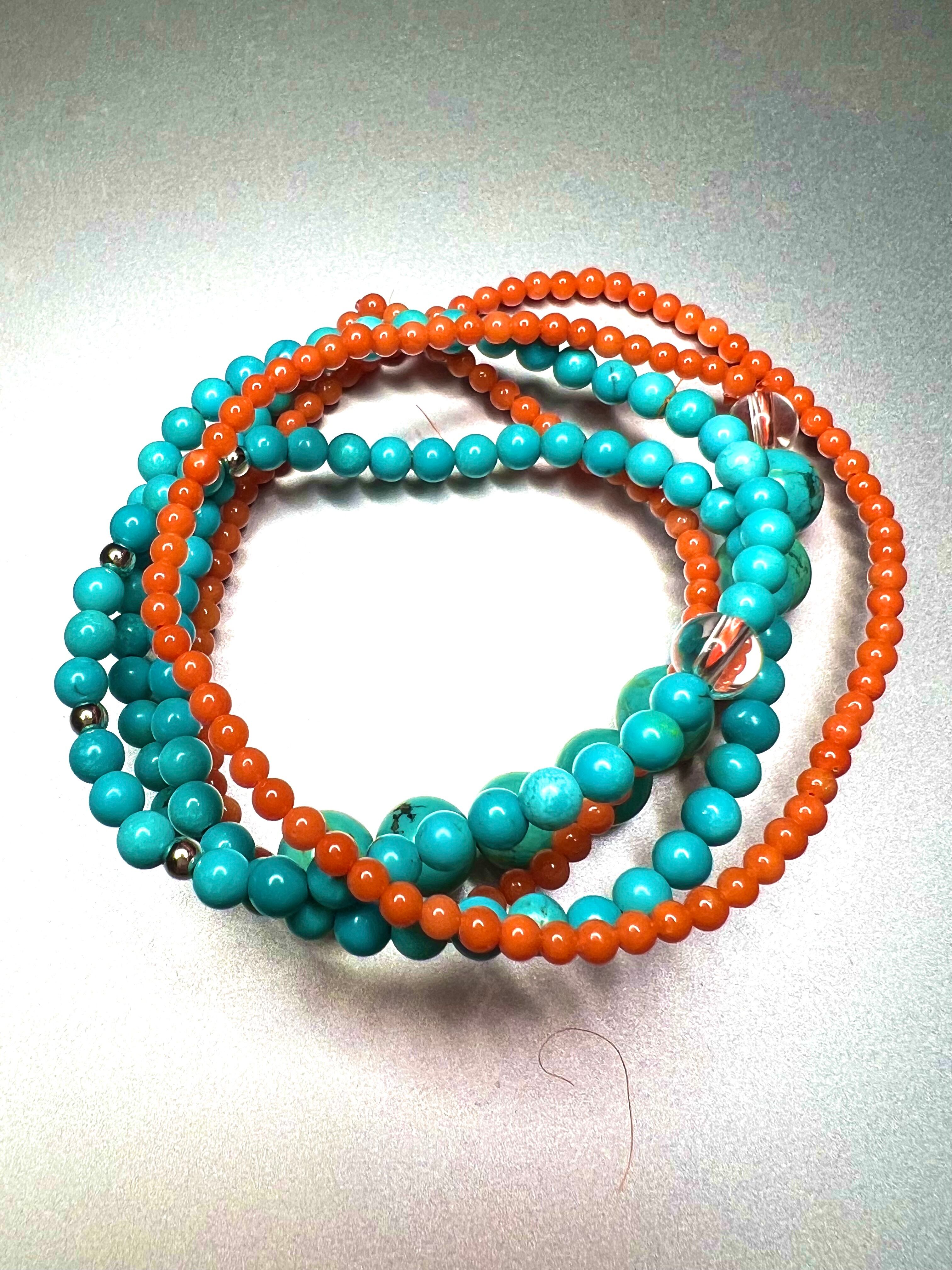 サルデーニャ本珊瑚&ターコイズ ブレス