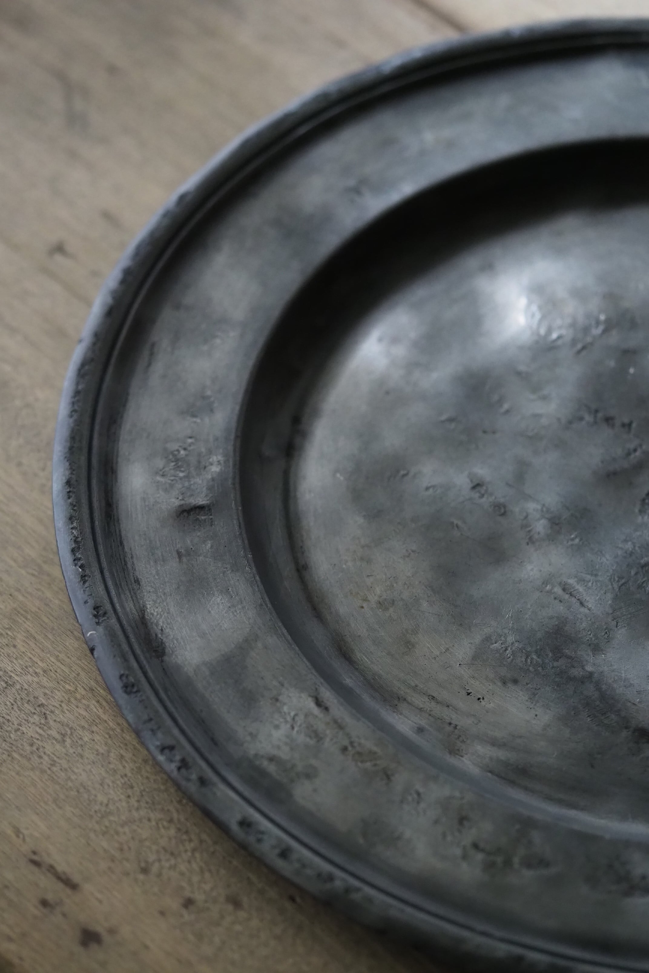 アンティーク ピューター丸皿 No.1-antique pewter round plate