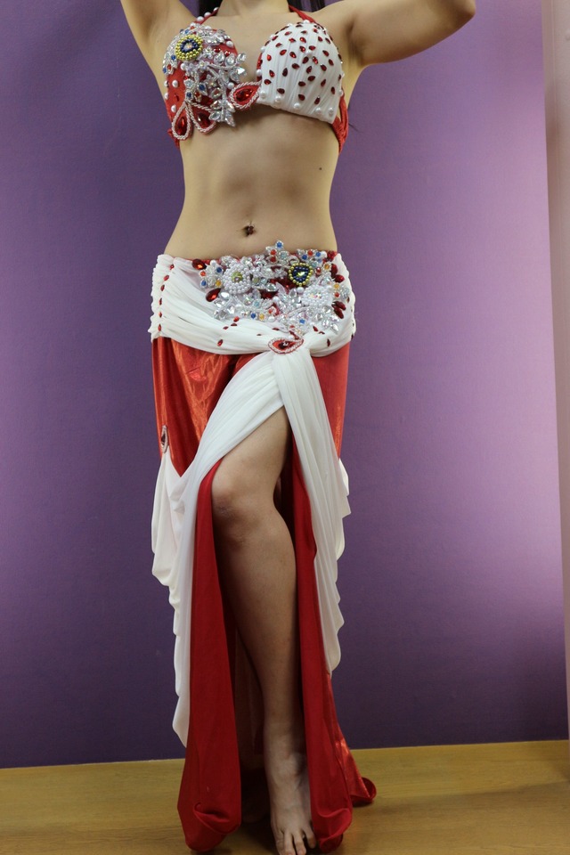 エジプト製ベリーダンス衣装 赤&白