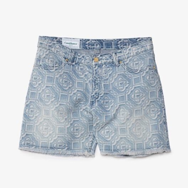 Casablanca Tennis Jacquard Logo Denim Shorts