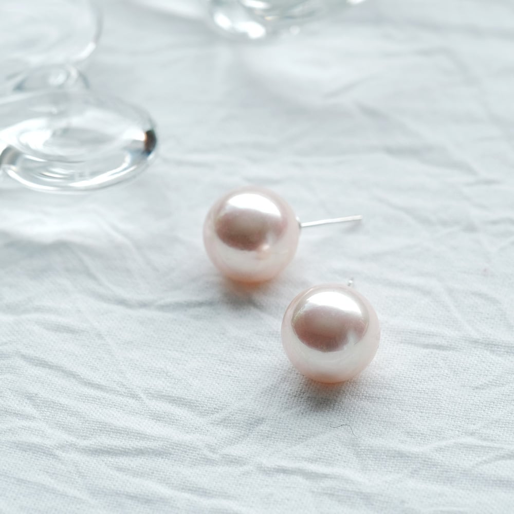 12mm ピンク パール ピアス シルバー925 | クラウドジュエリー(Cloud