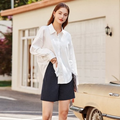 ブラウス シャツ レディース トップス スタンダードカラー 長袖 無地 大人可愛い カジュアル シンプル きれいめ お出かけ 通勤 デート ベーシック レトロ