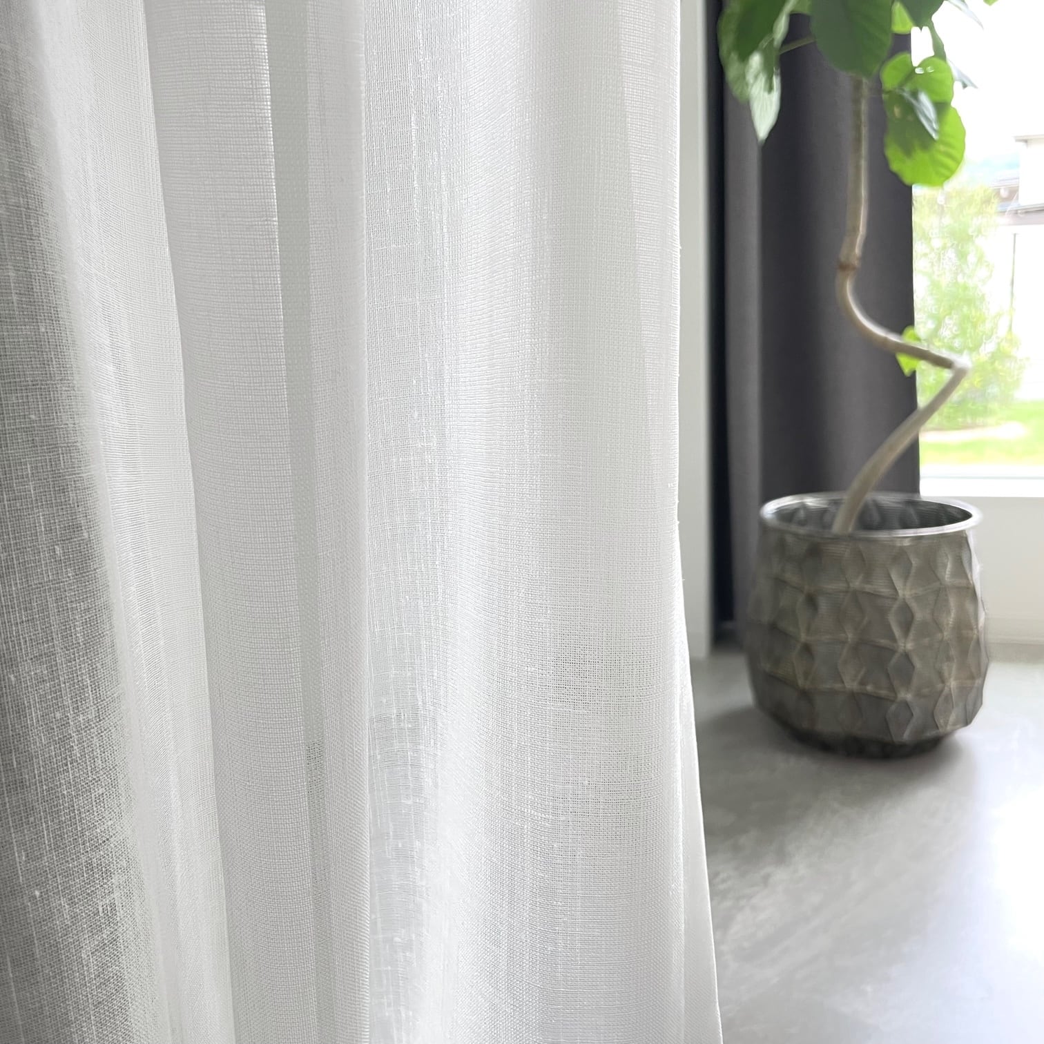 リネンライク ボトムロック シンプルレース／1.5倍ヒダ | Airpuric