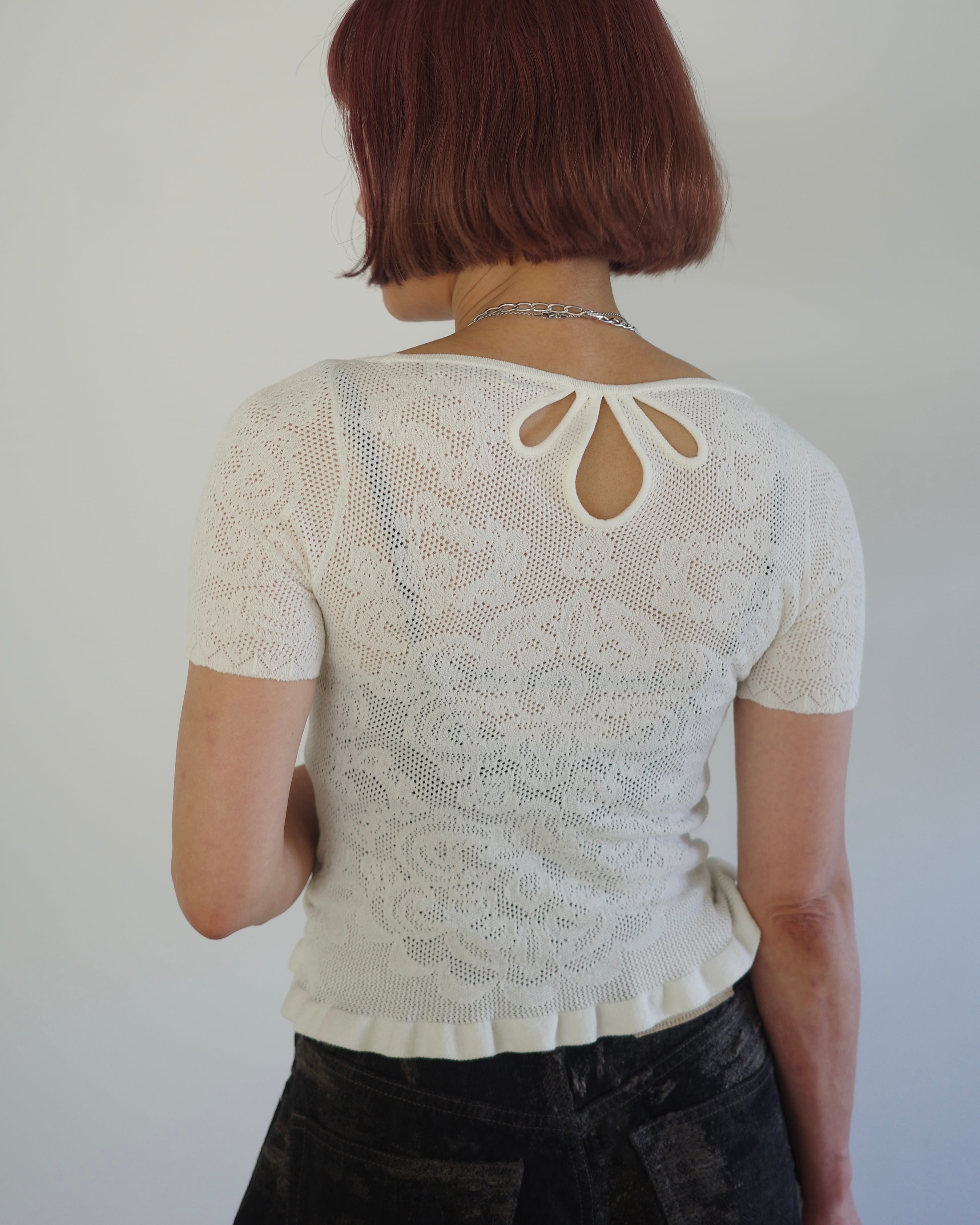 FETICO / DAMASK LACE SCOOP NECK TOP | LA VILLA ROUGE