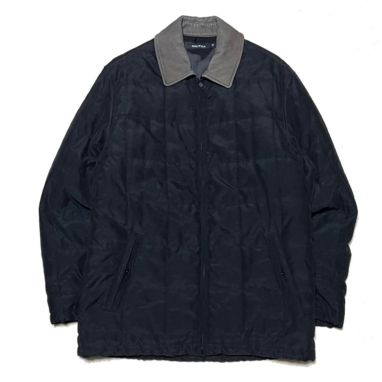 size M】NAUTICA ノーティカ ノーチカ 襟レザー 中綿 コート