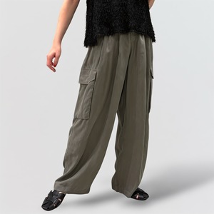 PASSIONE cupro tucked cargo easy pants