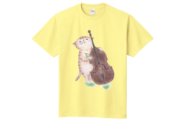 コントラバス猫のＴシャツ(きいろ)