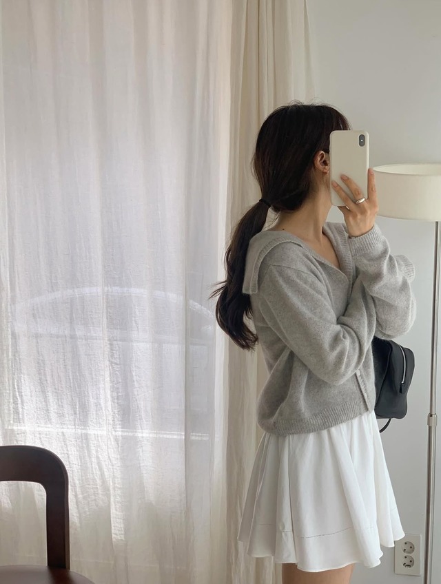 (LITER) roa raccoon sailor cardigan / 2color