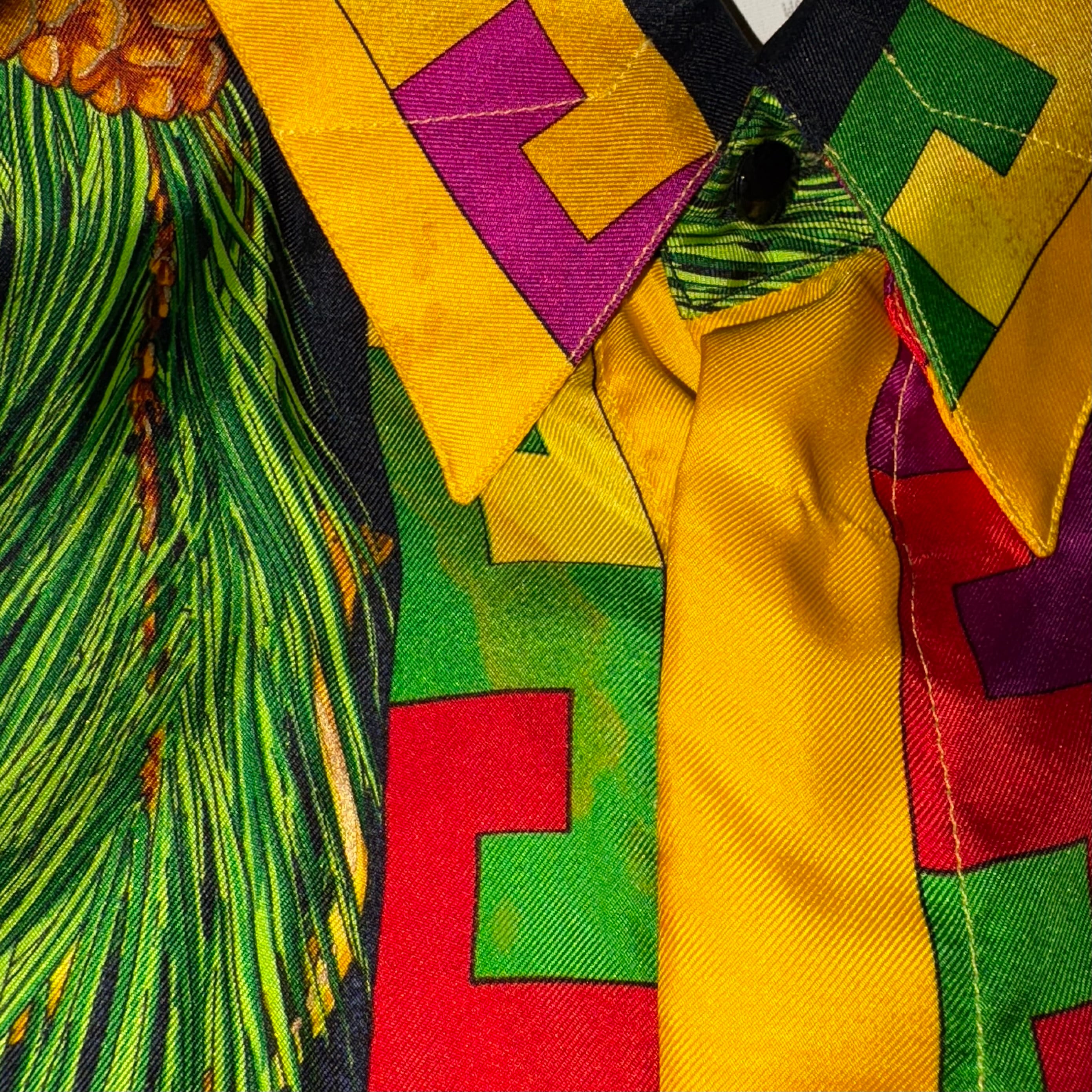 vintage GIANNI VERSACE silk shirt “ALDER TREES” | NOIR ONLINE