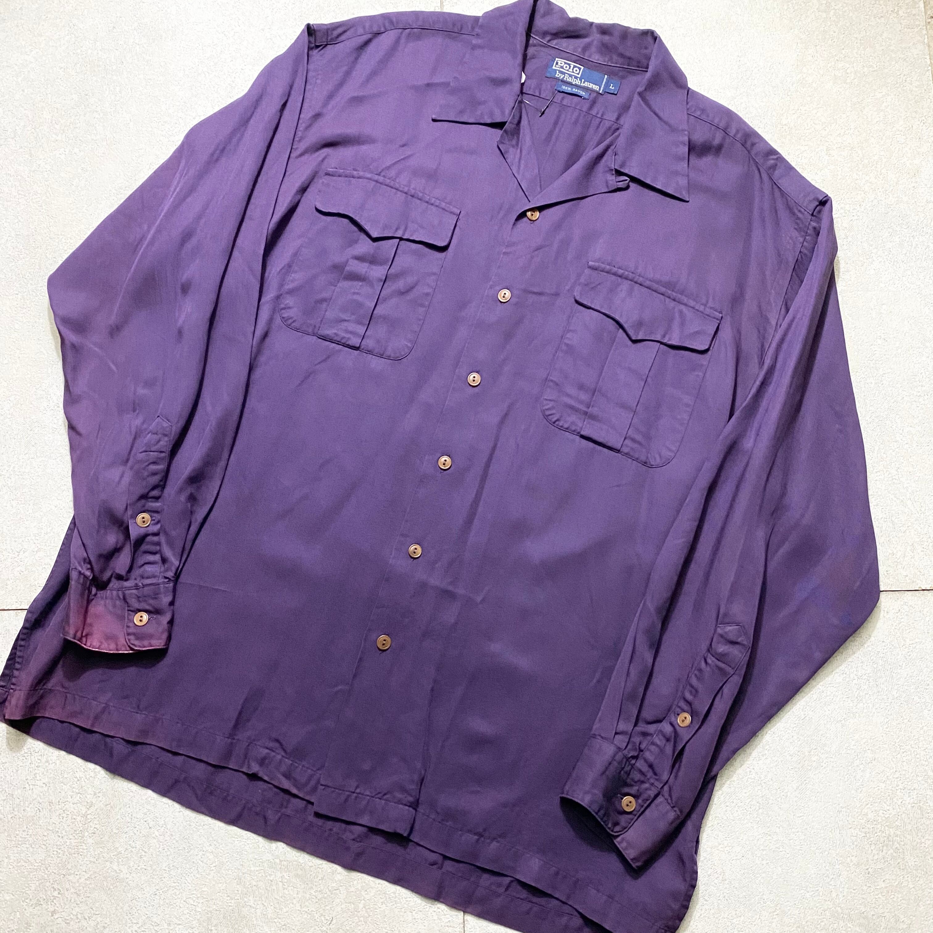 POLO by RALPH LAUREN purple rayon open collar shirt | NOIR ONLINE