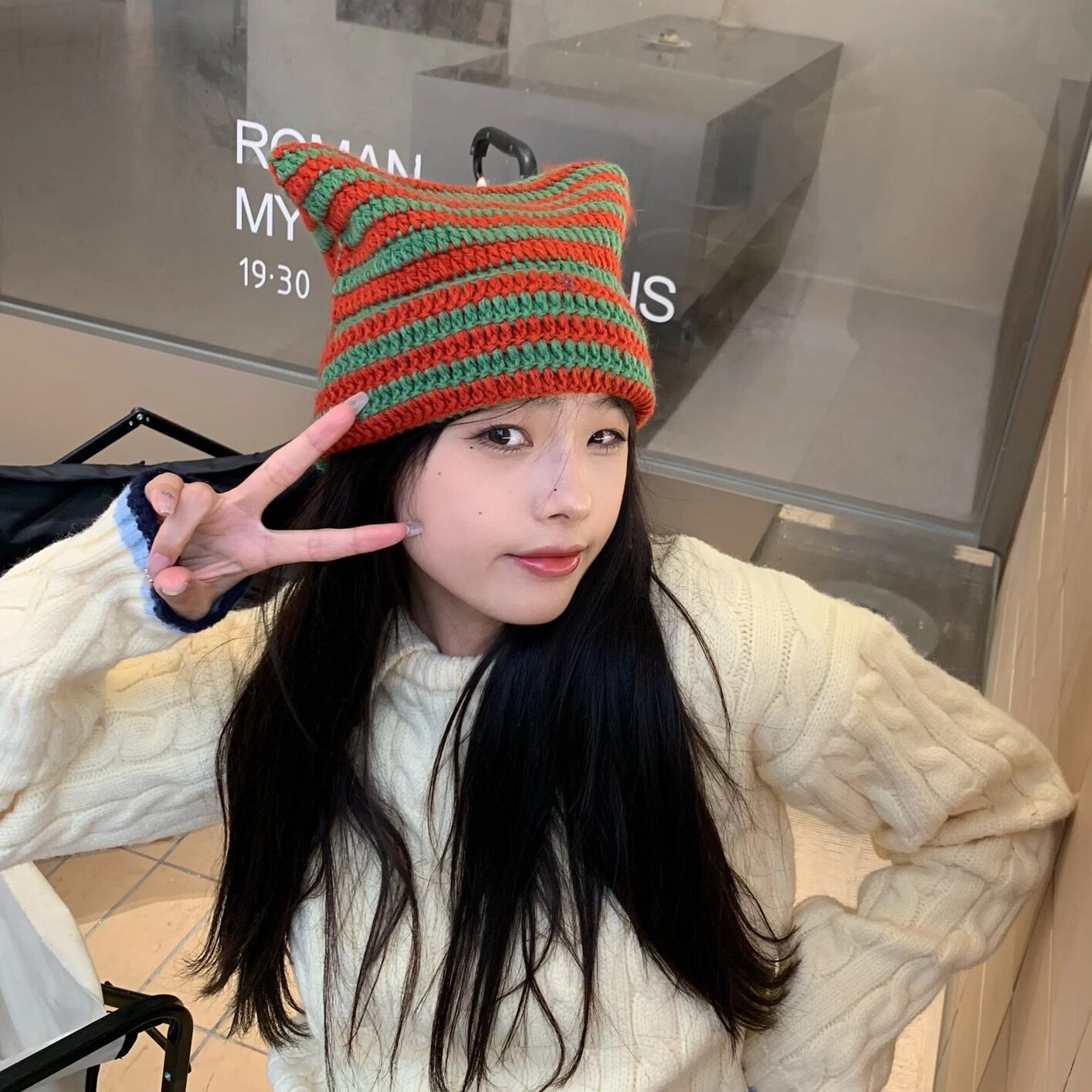 BUTTON EAR MUFF KNIT CAP ニットキャップ VICTIM x CA4LA EAR FLAP KNIT CAP(ONESIZE BLACK): ニットキャップ