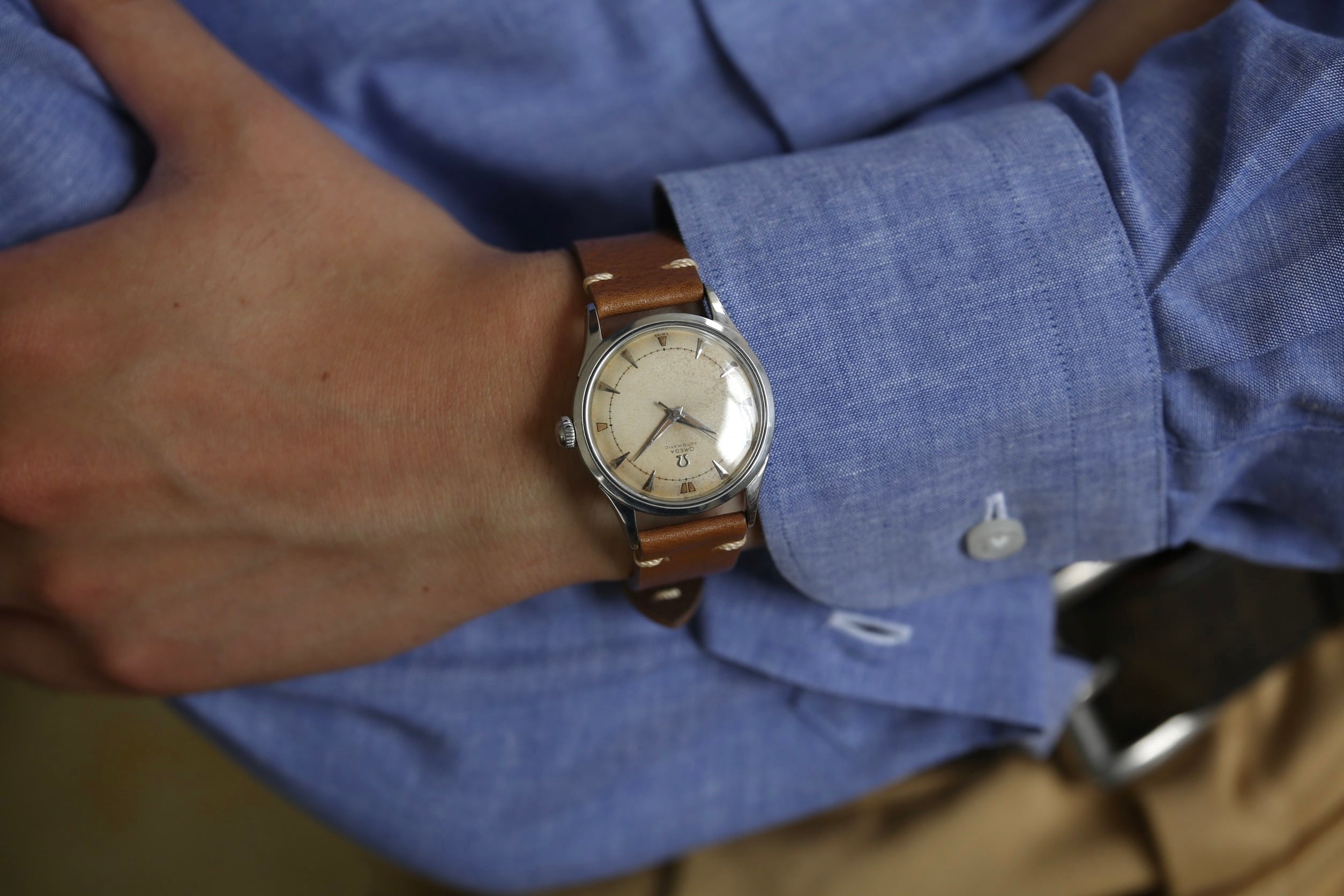 OMEGA】1951年製 オメガ シーマスター フル楔インデックス ブラウン