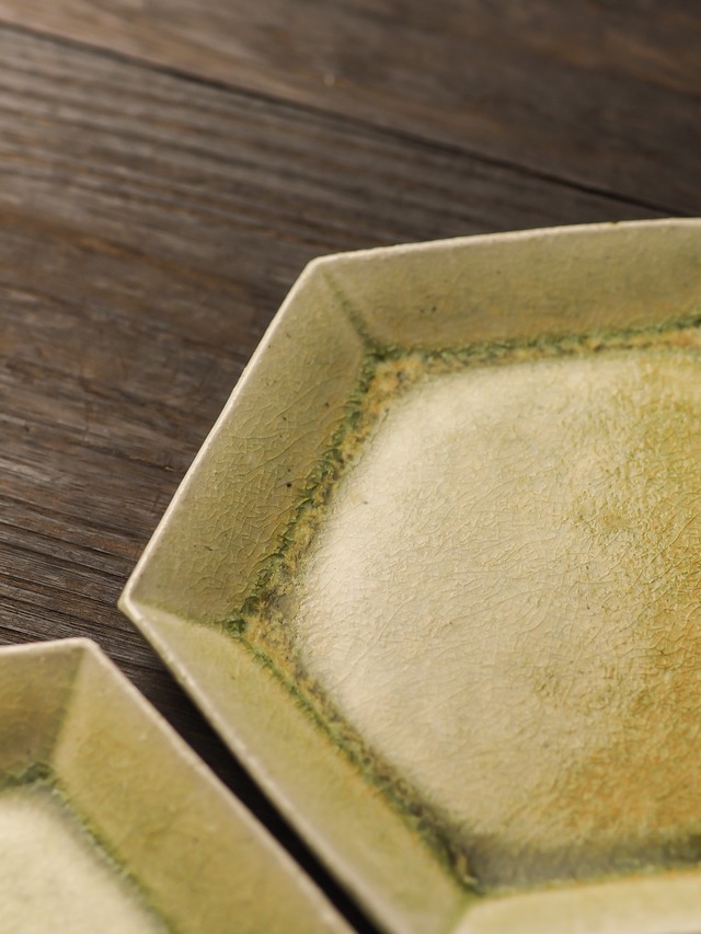 灰釉 六角皿 中（小皿 中皿 取皿）／阿部 恵里