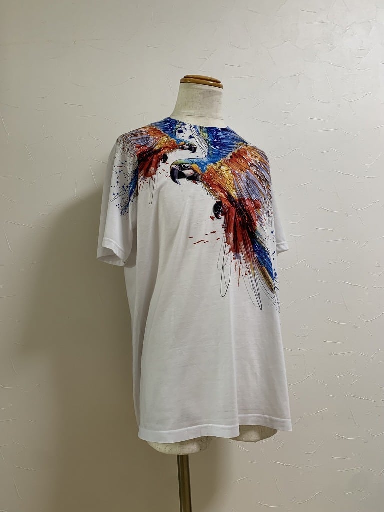 Crew Neck Design Parrot Print T-Shirt