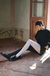 ⭐︎再入荷　バイカラータイツ　BIANCO/NERO STORM　1/2.3/4サイズ　　TRASPARENZE　　