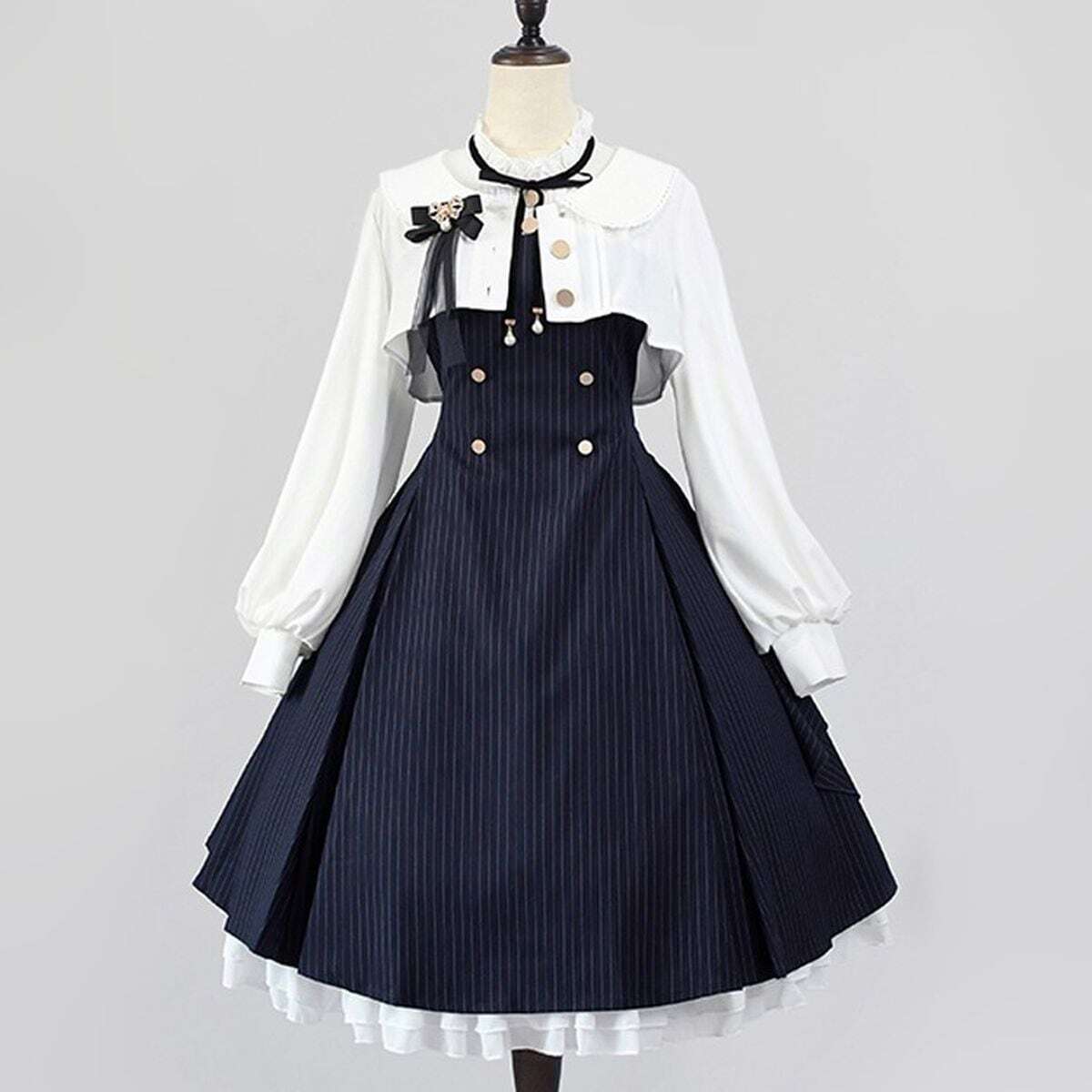 サブカル 服 地雷系 通販 3点フルセット ジャケット ブローチ スカート量産型