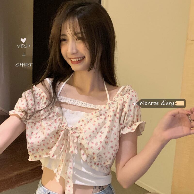 サマーフローラルシャツ 大人ガーリー スウィート キュート カジュアル 夏物 花柄 モンロー60253083232