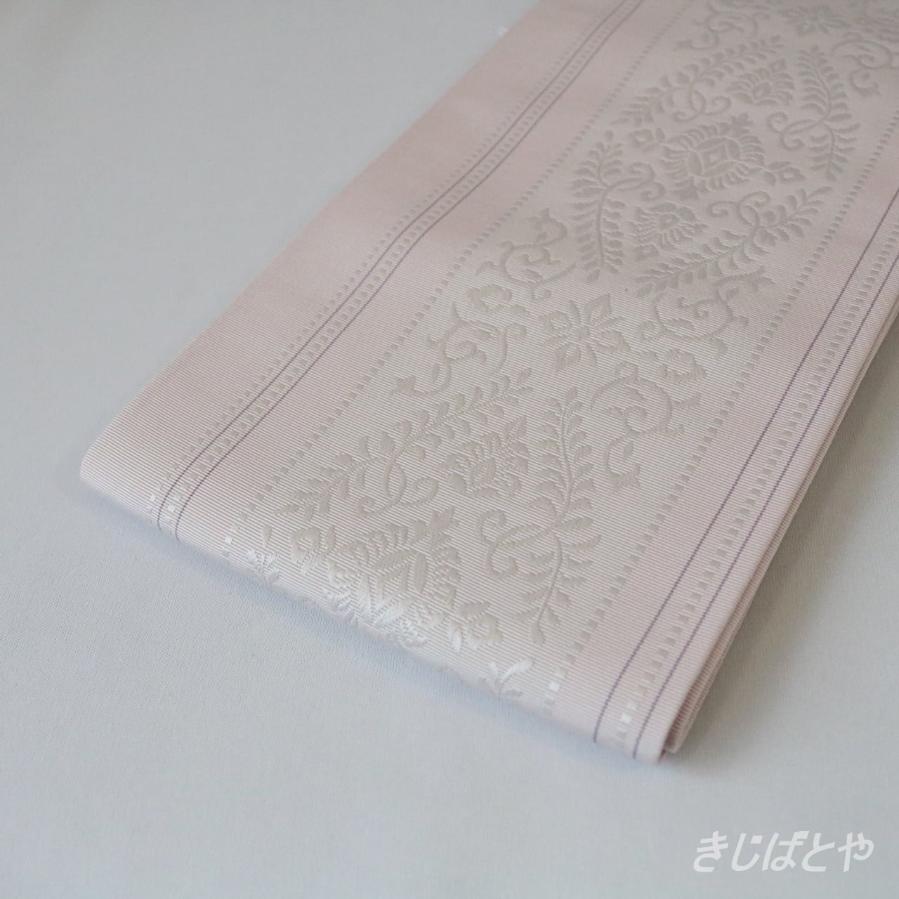 正絹博多織半幅帯　薄桜