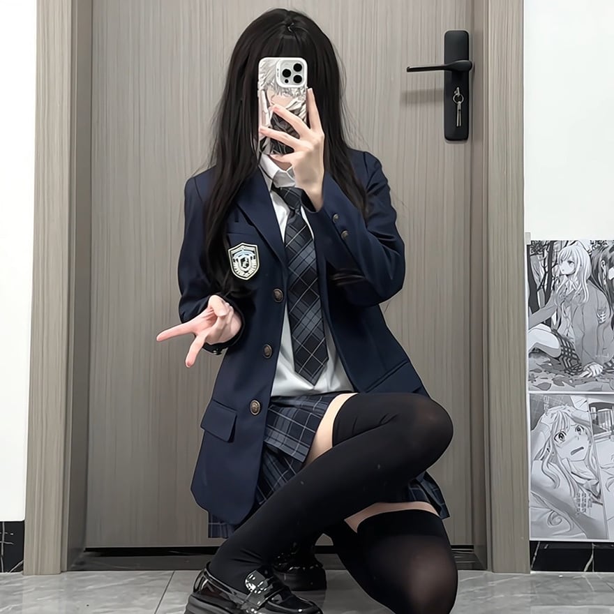 サブカル系制服スタイルの紺ブレ 黒、紺 グレーから選べる3カラー