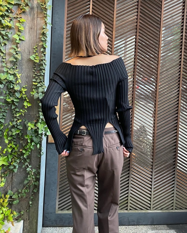 FETICO フェティコ / RIB KNIT SLIT TOP | TRENTオンラインショップ 