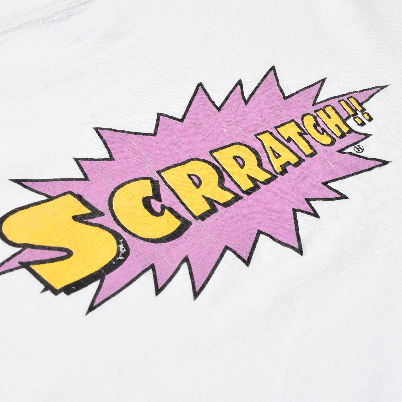 90s Hanes USA製 "SCRRATCH!!" プリントTシャツ ホワイト
