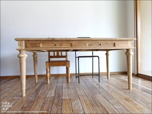 チーク無垢材 ダイニングテーブルREA160 食卓テーブル 引出し4杯 デスク 無垢材家具 机 ナチュラル 世界三大銘木 W160×D89cm