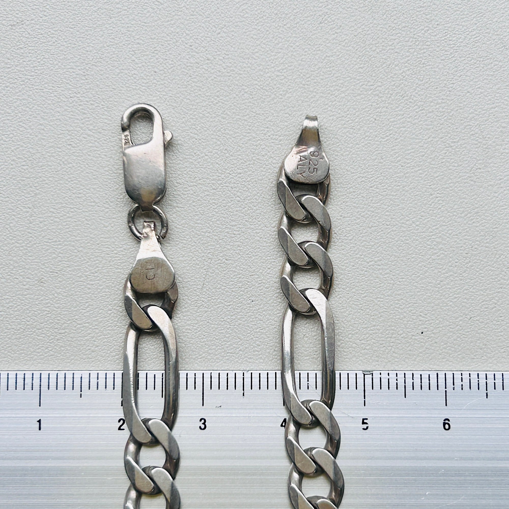 Italy シルバー925 フィガロチェーンネックレス(7mm / 46.5cm Italy シルバー925 フィガロチェーンネックレス(7mm / 46.5cm