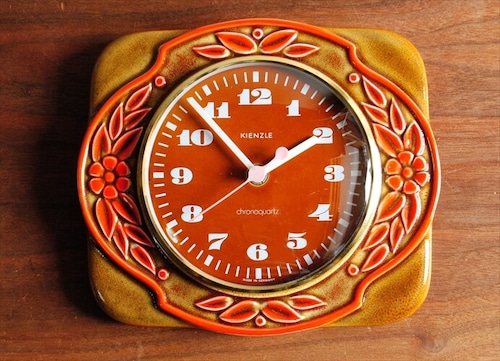 ドイツ製 Kienzle 陶器フレーム 壁時計 キンツレー 電池式 壁掛け時計 セラミック キッチンクロック アンティーク ig2424