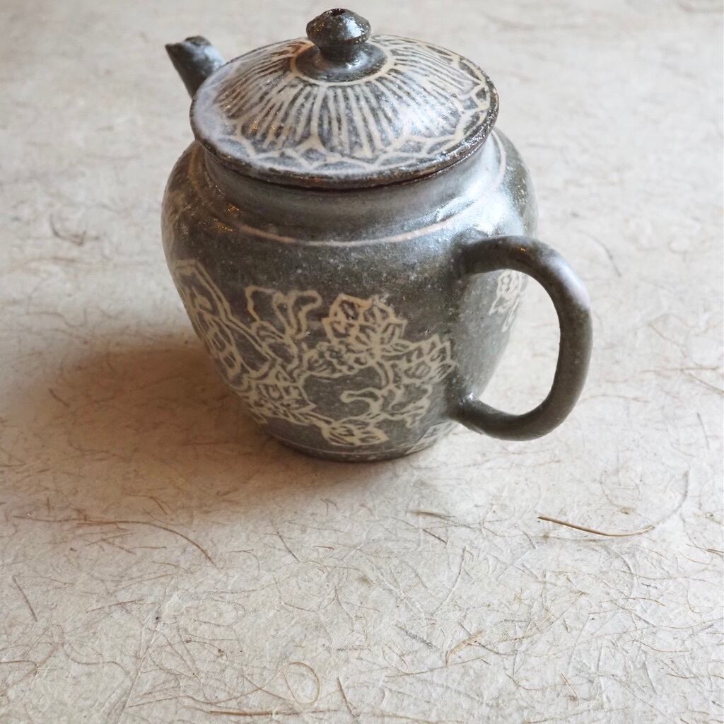 土本訓寛・久美子/象嵌 茶壺 福寿