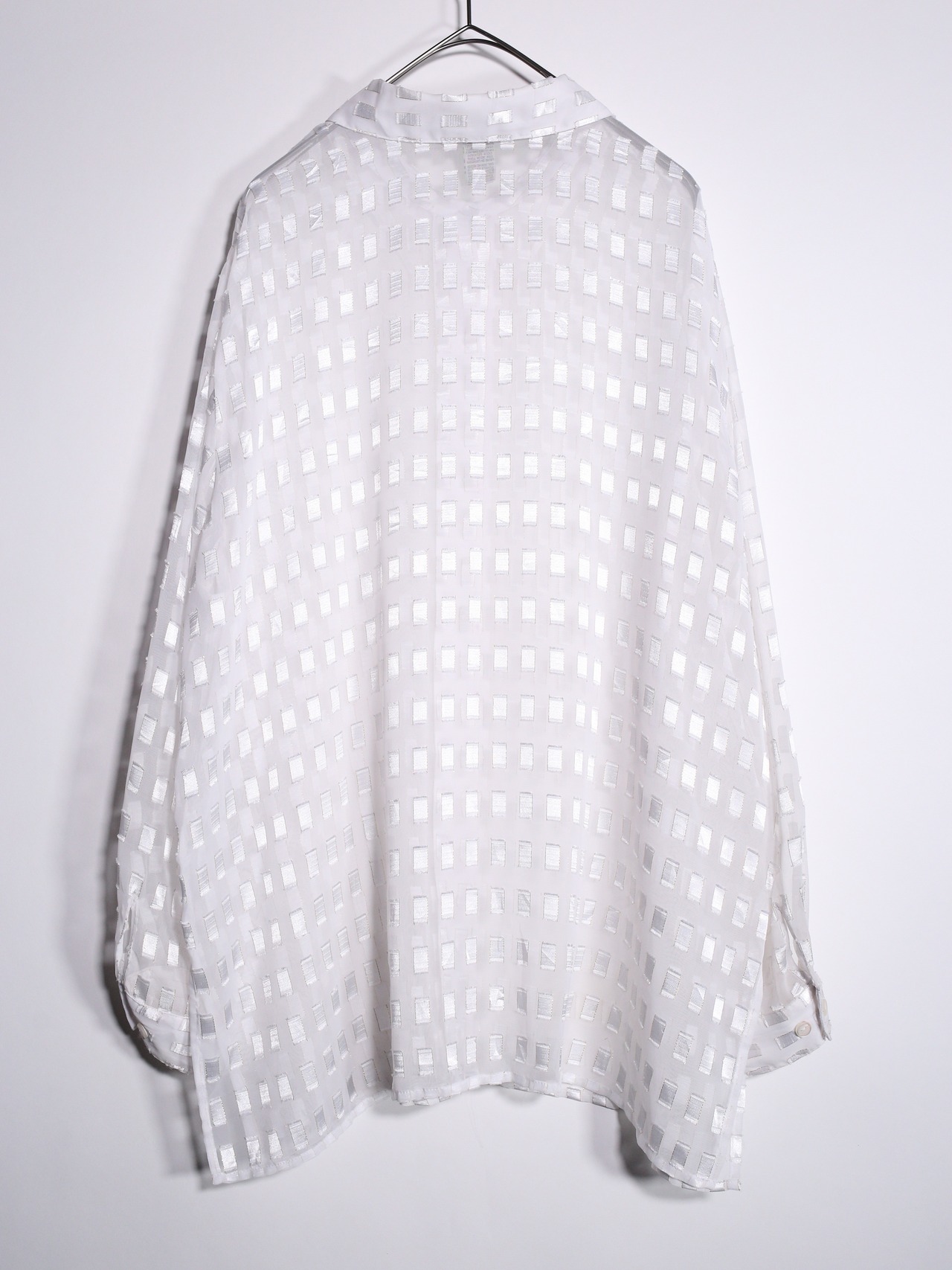 square jacquard white sheer shirt - 12