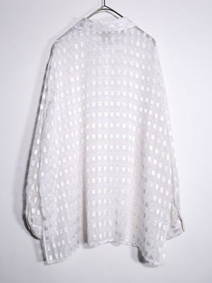square jacquard white sheer shirt