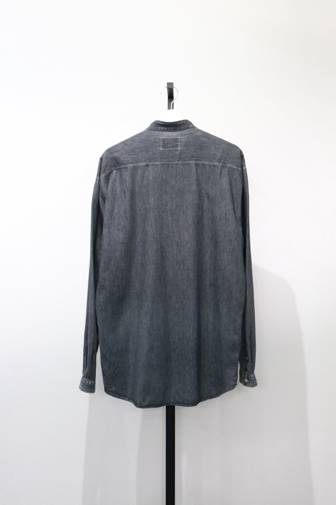 ARMANI JEANS black denim no collar shirt | Cary