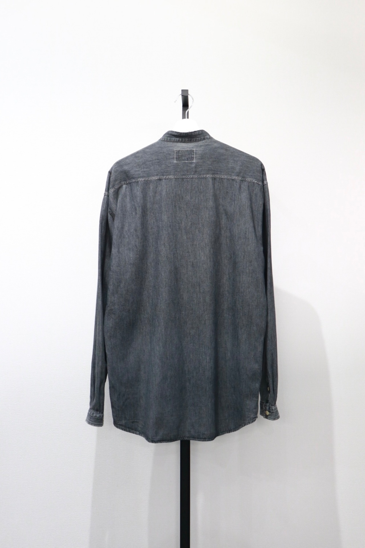 ARMANI JEANS black denim no collar shirt