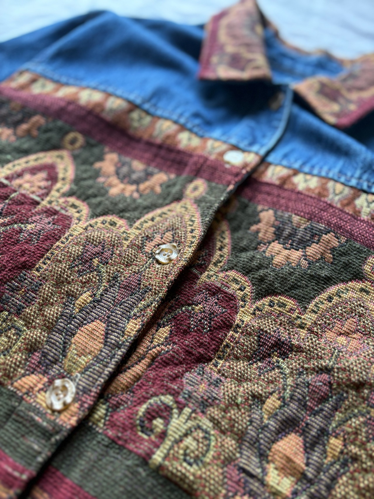 Artistic Pattern Tapestry Denim Jacket