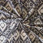 ブロックプリント生地【50cm単位】インド綿  菱形 黒×生成り #38010-BK1